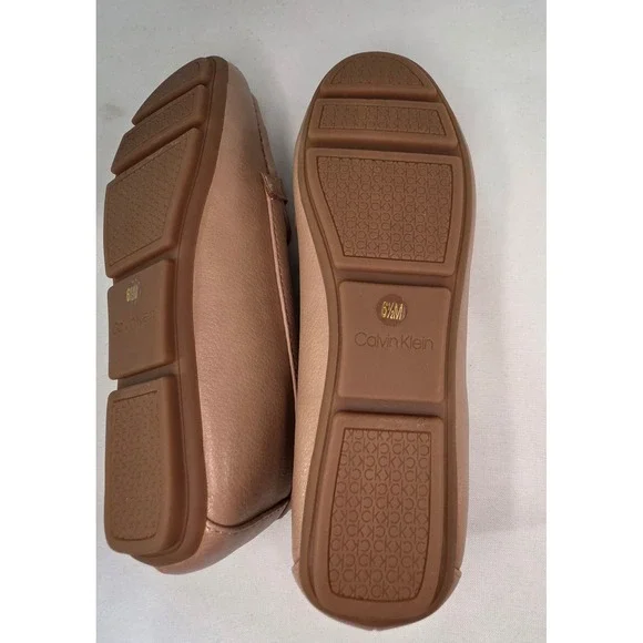 New Calvin Klein Reyna Tan Leather Loafers SilverBit DrivingMocs Womens 6.5M 273 - Picture 4 of 6